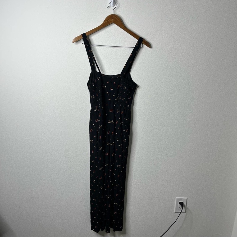 Madewell Black Floral Smocked Jumpsuit Womens Size 0 - Picture 10 of 10